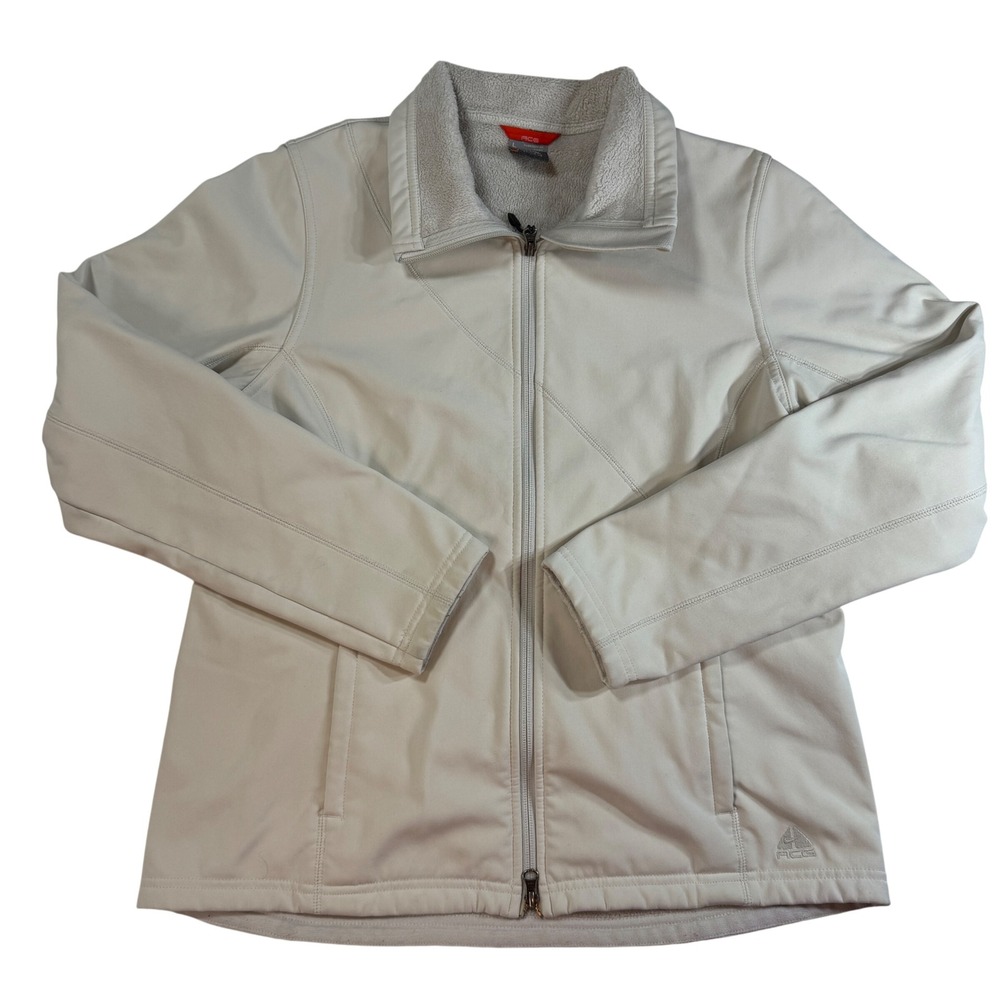 Nike ACG Cream Softshell Fleece Lined Full Zip Jacket Women's Large Gorpcore